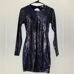 Black sequin long sleeve dress